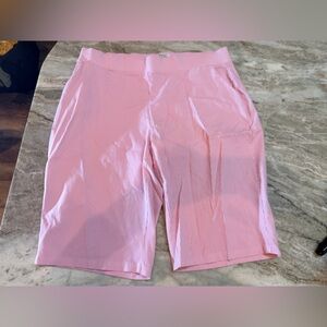 Savion Pink White Stripe Capri Pants Size 2X Plus Stretch Casual Summer Cropped